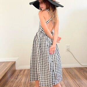 Classic Black and White Checkered Kids Dress